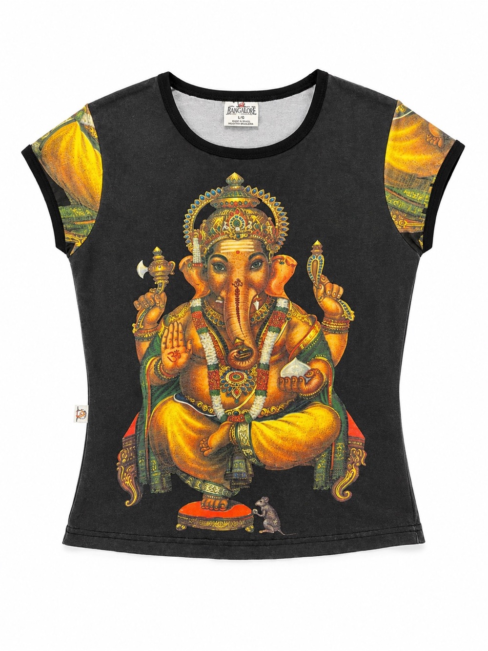 Vintage Bangalore Brazil Ganesha Heavyweight Canvas Knit Graphic Tee Top S Y2K